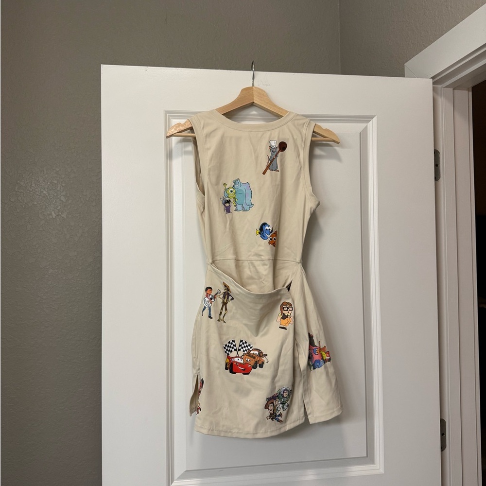 Beige Novelty Character Print Sleeveless Dress